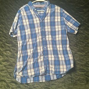 Blue checkered nautica short sleeved button down